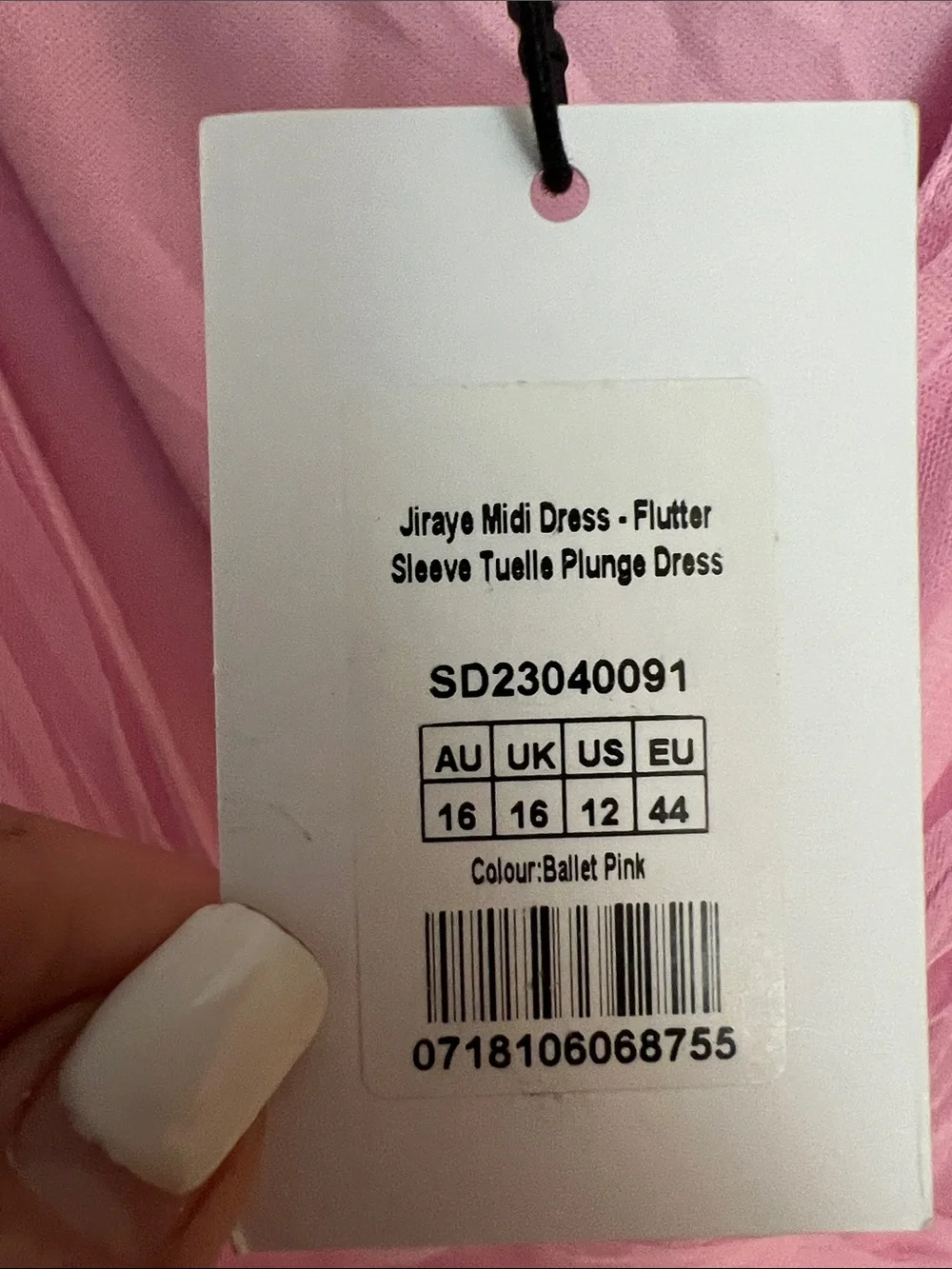 NWT REVOLVE Australia SHOWPO Jiraye pink tulle fit flare midi dress US 12 - Picture 6 of 11